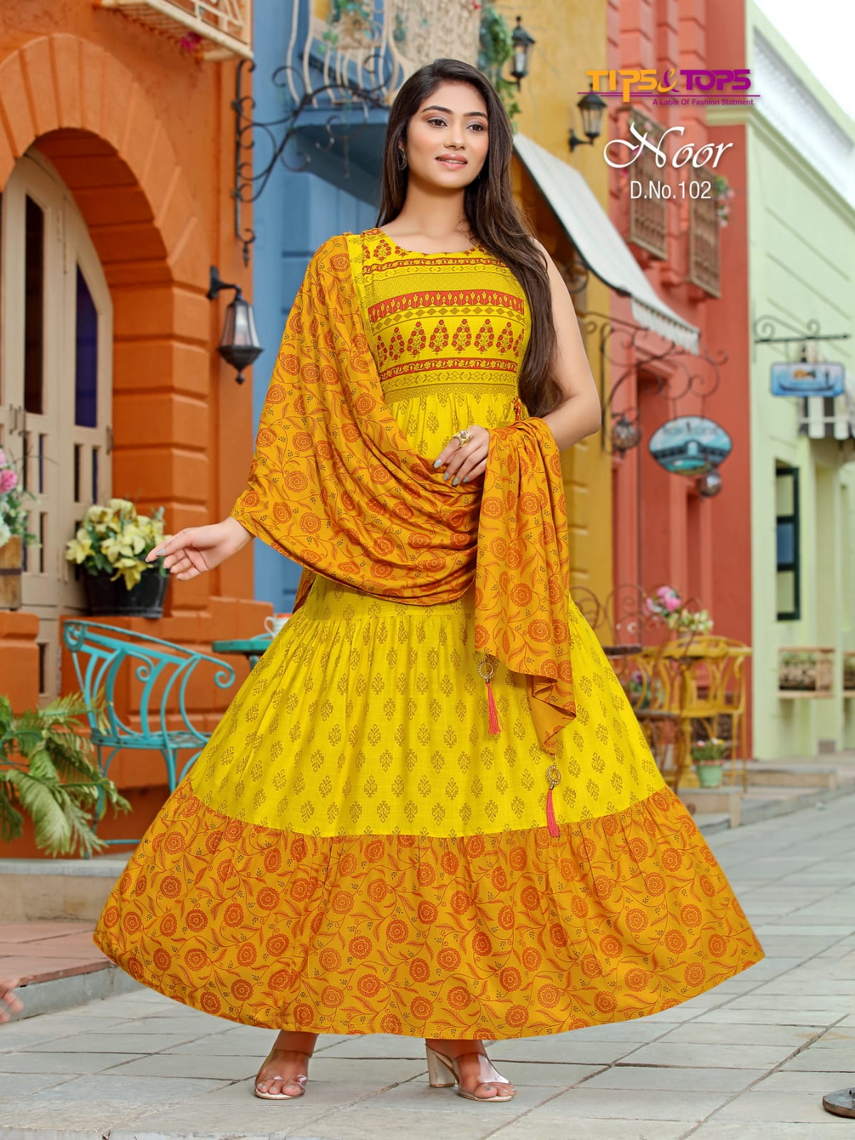 Tips and Tops Wholesale Designer Long Gowns With Dupatta Collection